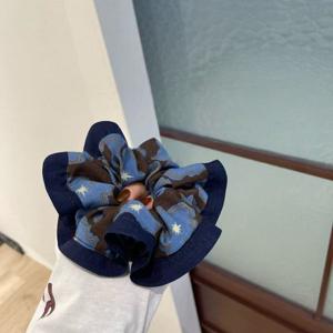 TEMU 하이엔드 라이트 럭셔리 헤어 로프 헤어 추가 신상 패션 컬러 매칭 레트로 블루 프린트 대장간 헤어 타이 성인 데일리 헤어스타일 마무리 용품