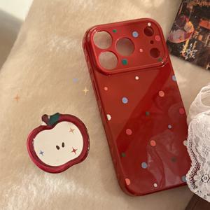 TEMU 아이폰 17 프로 맥스용 미러 접이식 스탠드 하트 프레임 방탄 폰 케이스, 아이폰 17호환, 아이폰 16용 도트 패턴 소프트 케이스
