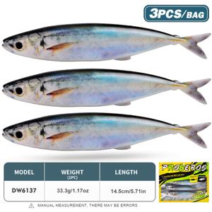 TEMU 3피스 소프트 루어 세트, 14.5cm 33.3g 고등어 정어리 무연 드롭 루어, 바다 낚시 보트 낚시 시뮬레이션 루어