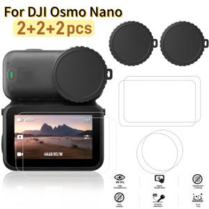 TEMU [2+2+2] -피스 DJI Osmo Nano 호환 스크린 보호필름, 울트라 HD 9H 강화유리 + 렌즈 PET 보호필름 + 고무 렌즈 커버, 스크래치 방지 지문 방지 무기포 카메라 액세서리. 스크린 보호필름 2개, TPU 렌즈 보호필름 2개, 렌즈 커버 2개 포함
