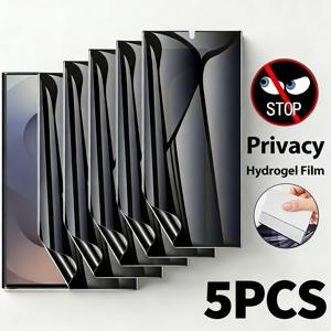 TEMU 삼성 갤럭시 S26 울트라 S25 S24 S23 S22 S21 플러스 울트라 FE A07 A17 A37 A57 A56 A36 A26 A16 A55 A25 A15 A35 A55 노트 20 울트라 10 플러스용 5팩 프라이버시 스크린 보호필름, 민감한 터치 & 지문 잠금 해제, 스크래치 방지, 충격 방지