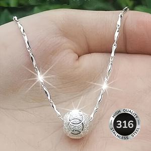 TEMU 우아한 316 스테인리스 스틸 회전 구슬 펜던트 1개, 고급스러운 잉곳 체인 주얼리, 내구성 좋음, 니켈 프리, 오래가는, 크리스마스에 가장 적합