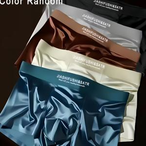 TEMU 랜덤 3개 세트 남성용 글로시 속옷 심리스 밀착 브리프, 부드럽고 편안한 통기성 속옷