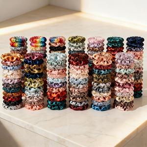 TEMU 22개입 심플 새틴 패브릭 소장모발 고무줄, 우아하고 활용도 높은 헤어밴드, 고탄성 포니테일 홀더, 푹신한 헤어로프