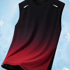 TEMU 패셔너블 스포츠 티셔츠 민소매 베스트 농구 저지 그라데이션 캐주얼 아이스 실키 가볍고 빠른 건조 남성용