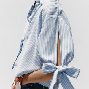 TEMU 2026 봄/여름 트렌디 귀여운 스타일 칼라 셔츠, 나비 매듭 커프스 | 최고의 패션 선택