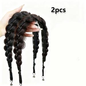TEMU 2개입 새로운 마그네틱 가발 땋은 머리끈, 여성 패션 조절 가능한 물고기 꼬리 땋은 머리띠, 여성용 간편 가발 머리띠, 데일리 및 캐주얼 웨어에 적합