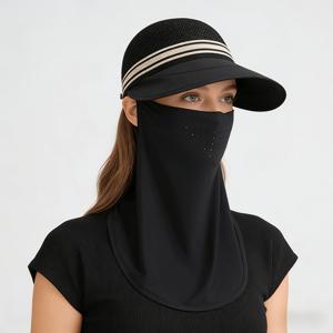 TEMU 2개입 햇빛 가리개 패션 여성 모자 및 마스크, 귀걸이 디자인 모자 - 통기성 좋은 모자, 속이 빈 디자인, 여름 패션에 적합. 이 트렌디한 야외 액세서리는 여행 및 휴가에 이상적이며, 2026 스타일입니다.