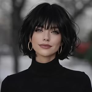 TEMU AMECIRE 여성용 밥 가발 인모 숏 헤어 가발 - 모든 피부톤에 어울리는 픽시 컷 앞머리, 로즈 메쉬 캡, 착용 즉시 스타일링, 일상 사용에 적합한 밀도, 모든 사람에게 적합