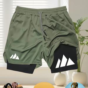 TEMU 남성용 속건성 이중 레이어 반바지 – 필수템! 남성용 피트니스 Faith 속건성 반바지 | 이중 레이어 피부 친화적 원단, 속건성 및 통기성 | 헬스장 운동, 야외 달리기, 볼 게임, 피트니스 활동에 적합, 다양한 상황에 활용 가능한 다용도 운동용 반바지