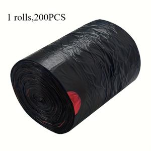 TEMU 블랙 쓰레기 봉투 200개입 롤 - 3.0mm 두께 플라스틱 봉투, 10-15L 에 적합, 누수 방지, 냄새 차단, 찢어짐 방지. 가정, 사무실, 주방, 욕실, 야외, 상업용으로 이상적. 및 휴지통 호환, 주방 음식물 쓰레기 처리, 안전한 끈 조임 잠금, 끈 색상은 다를 수 있음. 냄새 방지 소재로 제작