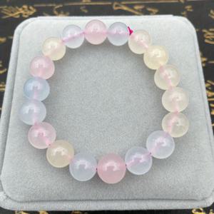TEMU 천연 모건아이트 팔찌, 캔디 컬러 투명 모건아이트, 남녀공용 선물, 쿼츠 비즈 팔찌, 남녀 모두를 위한 클래식 중국 스타일, 핸드메이드, 건강 및 웰빙 촉진