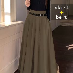 TEMU 직장, 데일리웨어, 통근, 사무실용 패셔너블하고 우아하며 고급스러운 플리츠 미디/맥시 스커트. 봄과 가을에 어울리는 심플하고 몸에 꼭 맞는 디자인