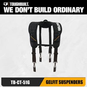 TEMU Toughbuilt TB-CT-51G - 공구 벨트용 Gelfit 서스펜더, 균일한 무게 분배와 내구성으로 편안함 제공
