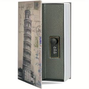 TEMU 비밀번호 잠금 장치가 있는 안전한 책형 보관함. 현금 및 보석과 같은 귀중품을 충분히 수납할 수 있는 넉넉한 공간. 가정용 사전 모양으로 디자인되었습니다. 크기는 24.1 X 15.8 X 5.5 Cm입니다.