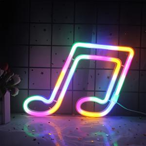 TEMU 1개, 비트 노트 네온 장식 조명, USB 또는 배터리 전원, 음악 레스토랑 장식, 바, 침실, 파티, 고백 웨딩에 적합 (배터리 미포함)