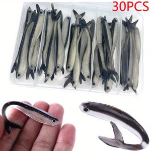 TEMU 30개/박스 8cm 2g 워블러 낚시 미끼 징징 마그롯 소프트 베이트, 민물 및 바닷물에서 농어 낚시에 완벽, 바다 낚시에 이상적인 포크테일 소프트 새우 벌레 물고기 미끼