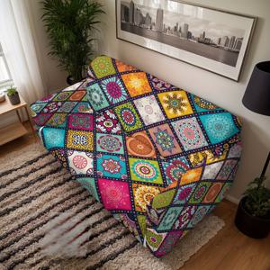 TEMU 컬러풀 체크무늬 신축성 소파 커버, 밴드형 고무줄 포함 - 가구 보호 및 집안 인테리어에 느낌 추가