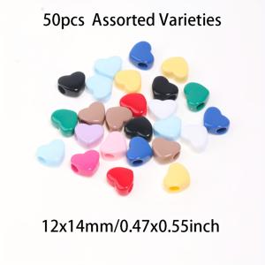 TEMU 50개 하트 모양 아크릴 조각 (12X14mm), 주얼리 제작용 (팔찌, 목걸이, 귀걸이, 키체인 장식 포함)