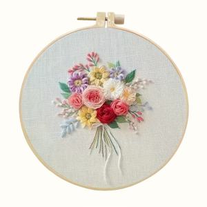 TEMU 3D 미적 부케 프렌치 스타일 자수 키트, 자수 애호가에게 적합, 자세한 자수 가이드 및 튜토리얼 포함. 캔버스 가방 세트 선택 가능, 자수 패턴, 자수 틀, 컬러 실, 바늘, 단계별 설명서 제공. 홈 데코 및 공예 애호가에게 이상적인 자수 용품 - 발렌타인데이, 추수감사절, 어머니의 날 선물용으로 완벽