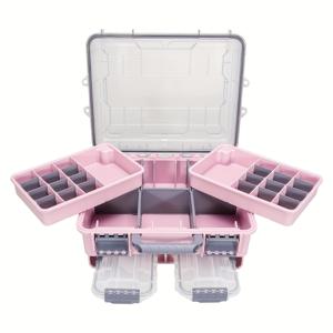 TEMU 삼중 구조 낚시용품 통 - 패션 스타일 단색, 안전한 잠금 장치, 일반 방수 수준, ABS 소재, 조절식 수납칸, 여행 및 크리스마스 축제에 이상적