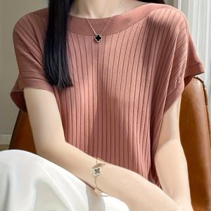 TEMU Directional BK042515 신상 텐셀 반팔 여성용 핫 스타일 한국 버전 루즈핏 단색 베이스 레이어 셔츠 여름 통기성 쿨 아이스 티셔츠