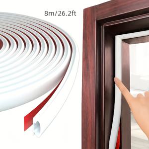 TEMU 8m/26.2ft 도어 틈새 씰 스트립, 도어 틈새 방음 스트립, 문과 창문용 비바람 방지 씰 스트립, 접착식 씰 스트립, 문과 창문의 틈새에 적합, 소음 감소 및 방풍 제공