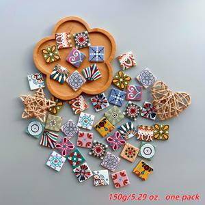 TEMU 빈티지 만다라 플로럴 디자인 유리 타일 150G 팩 (2.5cm x 2.5cm). 용융 유리 재질로 제작되었으며, 공예 프로젝트, 벽 예술, 계단 및 수영장 장식 재료로 적합하며, 실내 및 실외 모두 사용 가능합니다.