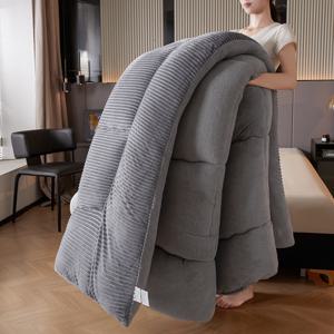 TEMU 1 럭셔리 초극세사 부드럽고 편안한 밀크 벨벳 퀼트 이불 즉석 가열 아르кти크 벨벳 겨울 퀼트, 고품질 3중 레이어 보온 두꺼운 방한 벨벳 플리스 겨울 퀼트 담요, 퀼팅 두꺼운 퀼트 침구