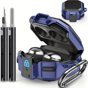 TEMU 삼성 갤럭시 버즈 FE 케이스 (2023)/ 버즈 2 프로 케이스 2022/ 버즈 프로 2021/ 버즈 2 2021/ 버즈 라이브 2020 커버용 카본 파이버 케이스 + 잠금장치 및 클리너 키트