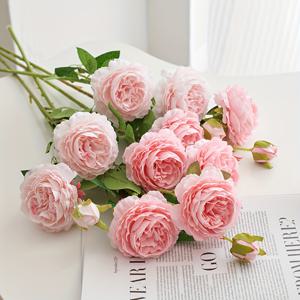 TEMU 12송이 우아한 인조 모란 꽃 - 대형 실크 모란 8송이 + 꽃봉오리 4송이, 65cm 휘어지는 줄기, 웨딩 센터피스, 신부 부케, 홈 데코, 파티 장식용 (샴페인/화이트/모란디 핑크) - DIY 플로럴 아레이