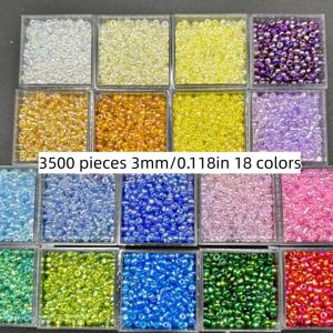 TEMU 3500개 컬러풀 유리 시드 비즈 세트 3mm, 18가지 색상, 6.5G/팩, 총 117G/4.12Oz, 대량 미니 비즈 고품질 추가 재료, 공예, 할로윈 크리스마스 새해 팔찌 귀걸이 목걸이 반지 가족 및 친구 선물용으로 적합