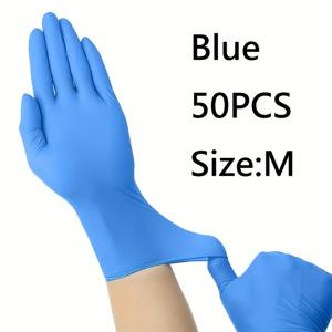 TEMU 50개 블루 일회용 장갑 - 니트릴 장갑, 가정 청소, 타투용 - 다기능 장갑 - 가정, 욕실, 테라스 사용 가능 - 가정 청소용 장갑, 다양한 시나리오 사용