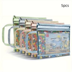 TEMU A4 메쉬 지퍼 파일 가방 5개 세트 & 이중 나일론 휴대용 케이스, 문구 사무용품 학용품 정리 콤보