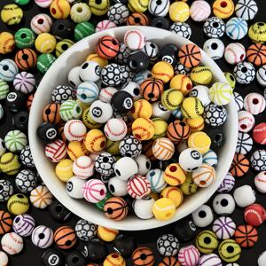 TEMU 80개 8mm 스포츠 공 비즈, 농구, 축구, 럭비, 테니스, 배구 아크릴 디자인, 다기능 주얼리 제작 스페이서 비즈, 목걸이, 귀걸이, 팔찌, 키체인, 펜 주얼리 제작, 파티 장식 장식 비즈