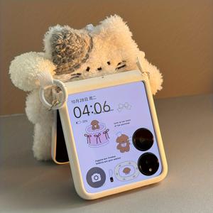 TEMU 삼성 갤럭시 Z플립5/6/Z플립7/7FE 플립 힌지 보호용 폰 케이스, 모토 라즈르50울트라/라즈르60울트라 낙하 방지 보호 케이스, 플러시 고양이 카드 지갑+플러시 휴대용 패셔너블 귀여운 동전 지갑