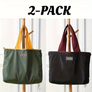 TEMU 다양한 스타일의 접이식 쇼핑백, 신선하고 내구성이 뛰어난 대용량, 드로스트링 디자인 조절 가능한 개방, 간편하고 실용적이며 야외 활동 및 여행에 적합