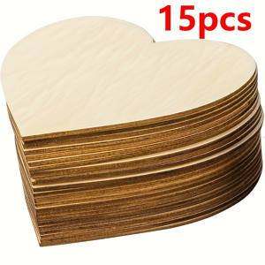 TEMU 15개입 4인치 나무 하트 모양 홈 데코, 무도장 나무, 크리스마스 웨딩 파티 DIY 공예용 가족 모임, 휴일 펜던트 및 걸이 장식에 적합