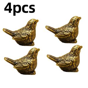 TEMU 4개 황동 새 조각상, 정교한 새 장식, 데스크탑 황동 조각상, 레트로 새 조각상, 홈 오피스 장식품
