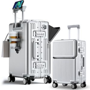 TEMU REGESY전면오픈 다기능 캐리어 알루미늄 프레임 내구성 초경량 저소음 360도 회전바퀴 수트케이스 대용량 기내용 비즈니스 출장용 해외여행 캐리어20인치 24인치 28인치
