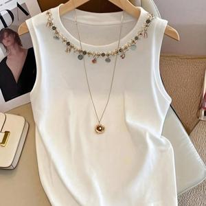 TEMU 여성용 라운드넥 베스트와 펜던트