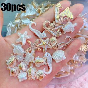 TEMU 30/51개 오션 시리즈 바람 쉘, 조개, 해마, 다섯เหล비 및 기타 모양의 구멍이 있는 비즈 팔찌, 핸드메이드 비즈 팔찌, 주얼리 제작, 헤어 장식, 폰 케이스, 팔찌 및 주얼리 공예는 이상적인 선택입니다.
