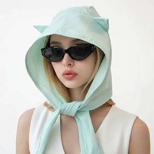 TEMU 마녀 같은 작은 악마 스트랩 썬햇, 속건성 자외선 차단 귀 보호 머리띠 모자, 귀여운 고양이 귀 얼굴 디자인, 여성용 신기한 썬햇