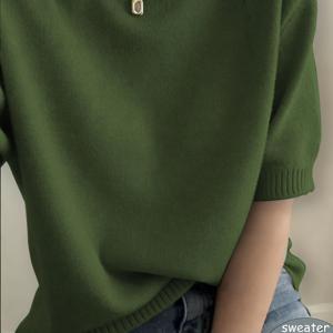 TEMU 스웨터 부티크, 여성 빈티지 홈 풀오버, 라운드넥 반팔 부드럽고 편안한, 탄성 탑, 라운드넥 반팔 스웨터만 판매