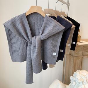 TEMU 올 시즌용 얇은 넥라인 솔리드 소프트 아우터 숄