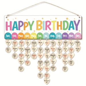 TEMU 레트로 나무 달력판 벽걸이형, 교실 장식용 - 생일, 감사함 추적을 위한 월별 트랙이 있는 인조/나무 행잉 플래너 - 멀티 레트로 보드