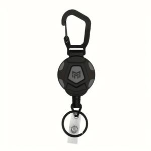 TEMU 2D 수납식 키체인, 튼튼하고 내구성 있는 ID 랜야드, 전술용 ID 배지 홀더, 80cm/31.5인치 강철 수납식 코드 장착, 직장 ID 카드 홀더, 직원 배지, 캠퍼스 ID, 근무 출입증, 가슴 배지, 낚시 펜치 또는 이지풀 버클이 있는 야외용으로 적합