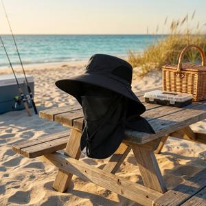 TEMU 원피스 넥플랩 아웃도어 버킷햇 1개, 통기성 좋은 넓은 챙 여름 양산모자, 낚시 하이킹 야외 일상 통근 여행용