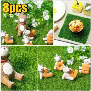 TEMU DIY 요정 정원, 인형의 집 미니어처 잔디, 야외/깔개용 인조 잔디 타일 8개 팩 - 관리가 쉬운 사실적인 인조 잔디 패널, 조경용 무수 잔디 패널, 내구성 좋음