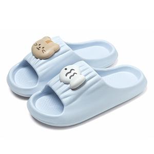 TEMU 라인 아트 아기 고양이 샤오위 인터넷 핫템 여성용 슬리퍼, 여름 아웃도어용, 남녀공용 커플 실내화, EVA 미끄럼 방지 실내 , 귀여운